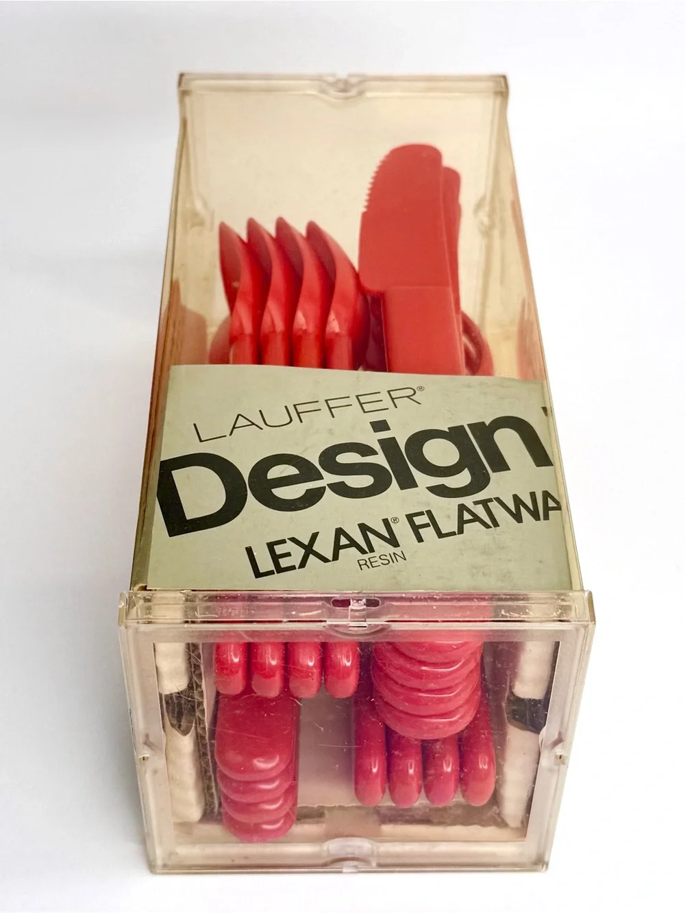VTG Lauffer Design 10 Lexan Resin Red Flatware NIB 16 Piece Set DON WALLANCE MCM